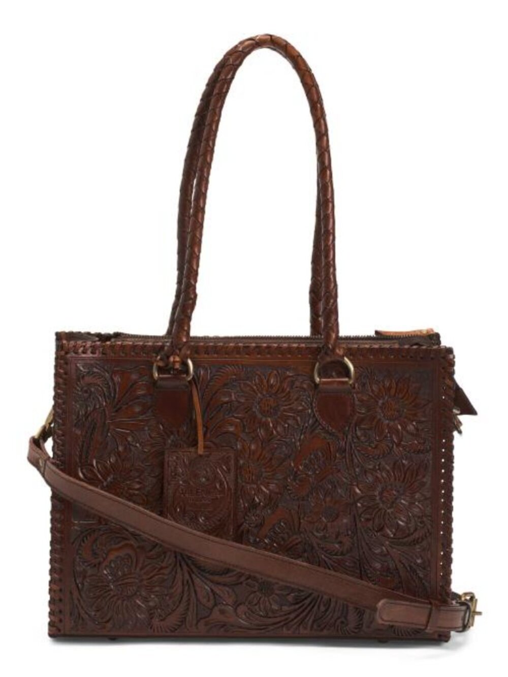 VILENCA Leather Tooled Square Tote